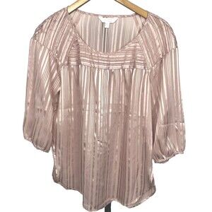 LC Lauren Conrad Babydoll Blouse Medium Rose Pink Chiffon Feminine Coquette Girl